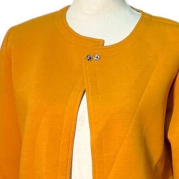 Avec Les Filles Large Orange Long Sleeve Button Crew Retro Coat Mod Box Jacket L - Picture 3 of 8